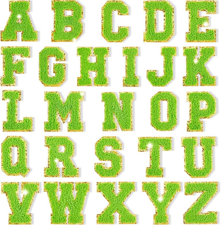 Green Self Adhesive Chenille Letters Patches - Green