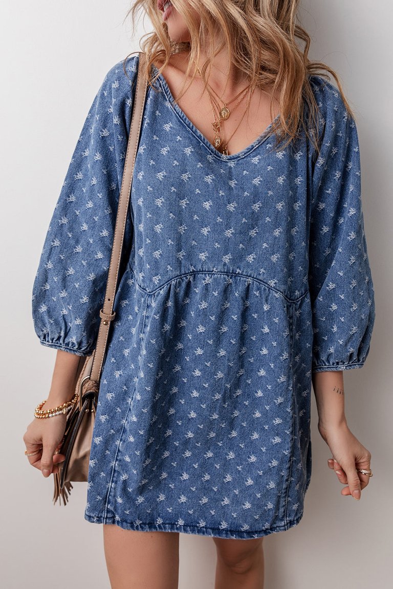 Hazel Open Back Loose Fit Denim Dress