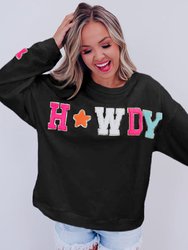Howdy Patch Graphic Casual Sweatshirt