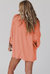 Jade Ribbed Roll-Tab Sleeve Chest Pocket Oversize Top - Orange
