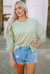 Jade Ribbed Roll-Tab Sleeve Chest Pocket Oversize Top - Green