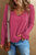 Kinsely V Neck Center Seam Long Sleeve Tee - Rose Red