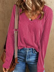 Kinsely V Neck Center Seam Long Sleeve Tee