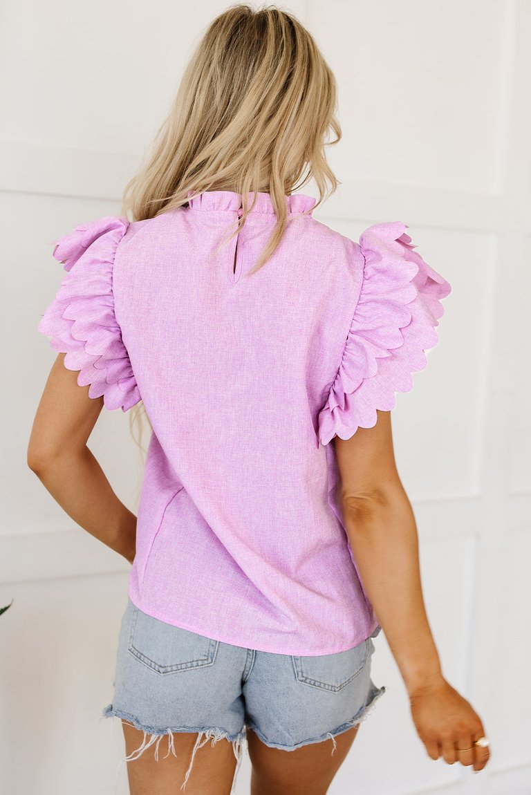 Kori Scalloped Ruffle Sleeve Top