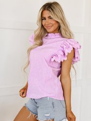 Kori Scalloped Ruffle Sleeve Top