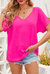 Laurel V Neck Short Sleeve Blouse - Rose