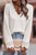 Lola Ribbed Texture Lace Trim V Neck Long Sleeve Top