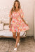 Louise Wide Flutter Sleeve Floral Dress - Orange