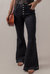 Lydia High Waist Button Front Flare Jeans - Black