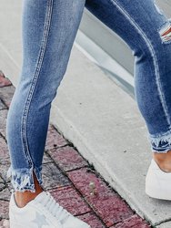 Macie Distressed Frayed Ankle Skinny Jeans