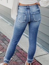 Macie Distressed Frayed Ankle Skinny Jeans
