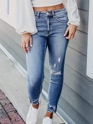 Macie Distressed Frayed Ankle Skinny Jeans