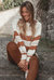 Maggie Striped Knit Puff Sleeve Casual Sweater - White