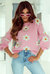 Mariah Floral Pattern Drop Shoulder Sweater - Pink