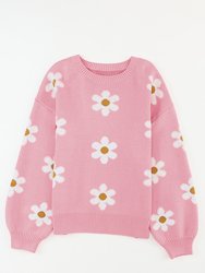 Mariah Floral Pattern Drop Shoulder Sweater