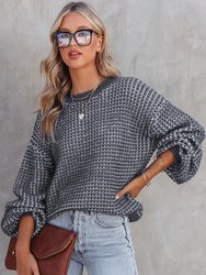 Marley Heathered Knit Drop Shoulder Puff Sleeve Sweater