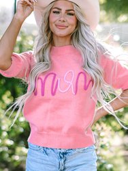 Maxine Mom Tinsel Front Short Sleeve Sweater