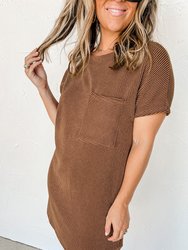 Mckenna Striped Ribbed Knit T-shirt Shift Dress