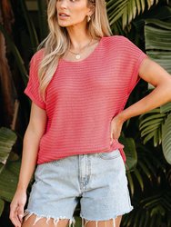 Melina Loose Knit Short Dolman Sleeve Sweater - Red Clay