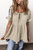 Milana Crinkle Embroidered Patched Bubble Sleeve Tied Neck Blouse - Smoke Gray