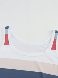 Mina Striped Ribbed Knit Lace-Up Tank Dress