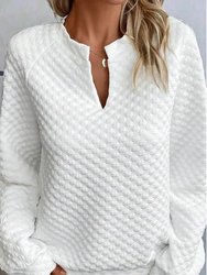 Mylah Quilted Long Sleeve Top - White