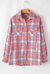 Natalie Plaid Button Up Shacket - Pink