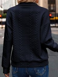 Phoenix Zip up Cable Textured Sweatshirt