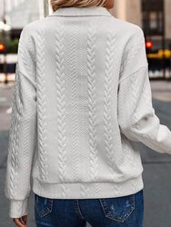 Phoenix Zip up Cable Textured Sweatshirt