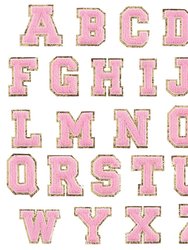 Pink Self Adhesive Chenille Letters Patches - Pink