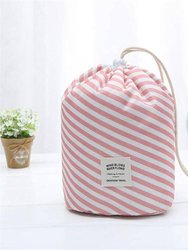 Portable Cosmetic Bags - Pink Stripe