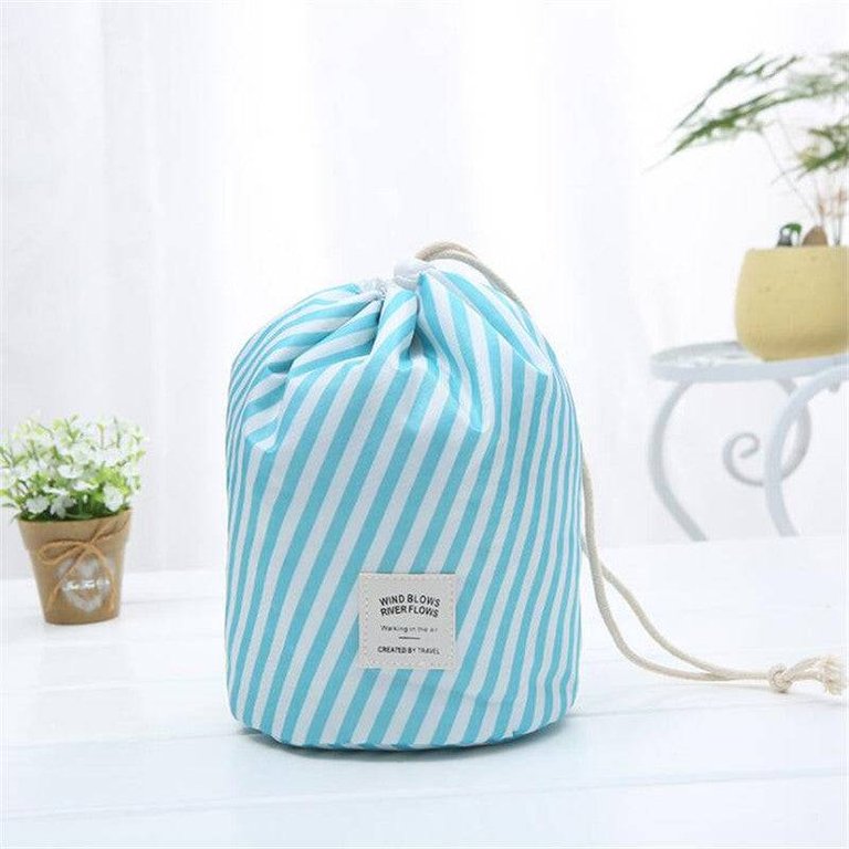 Portable Cosmetic Bags - Blue Stripe