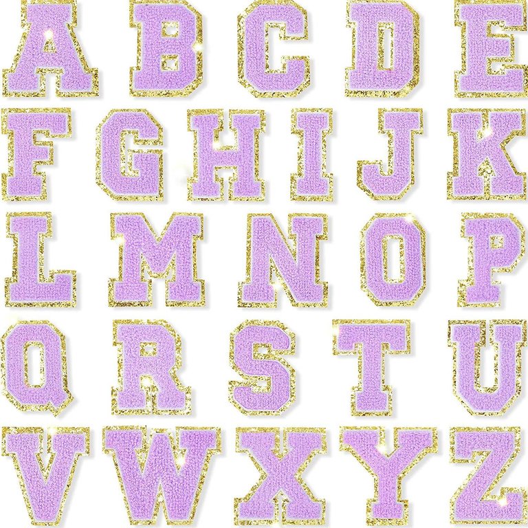 Purple Self Adhesive Chenille Letters Patches - Purple