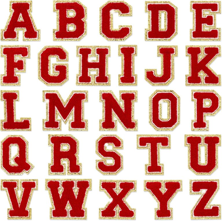 Red Self Adhesive Chenille Letters Patches - Red