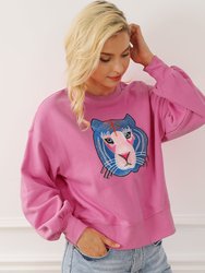 Regina Chic Tiger Embroidered Casual Sweatshirt