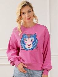 Regina Chic Tiger Embroidered Casual Sweatshirt