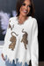 Reign Frayed Sequin Tiger Sweater - White