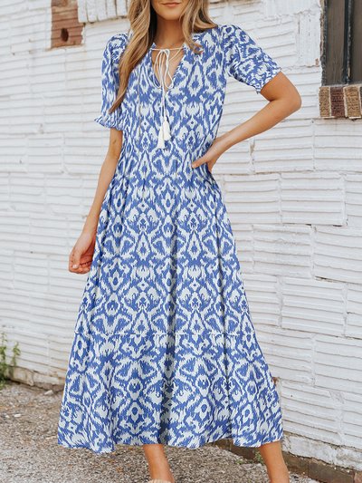 Threaded Pear Remy V Neck Casual Geometric Print Maxi Dress product
