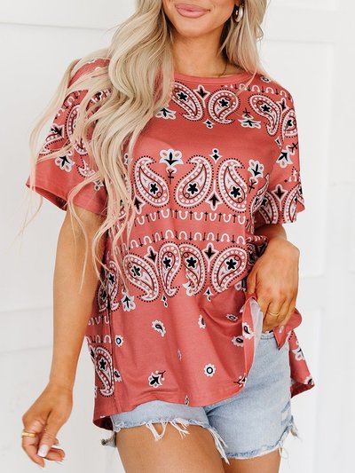 Threaded Pear Scout Paisley Side Slits Crew Neck T Shirt product