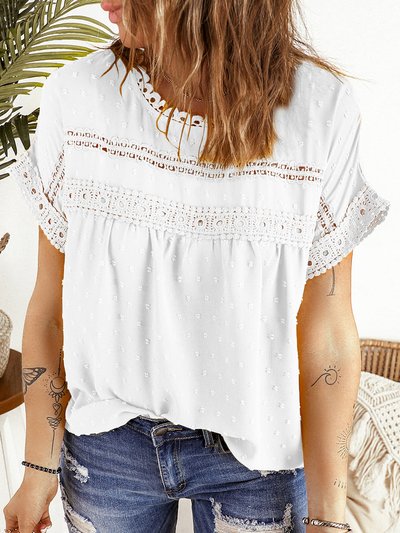 Threaded Pear Shelby Swiss Dot Lace Short Sleeve Top product