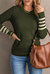 Sophie Striped Sleeve Plain Knit Sweater