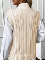 Sylvia Cable Knit High Neck Sweater Vest
