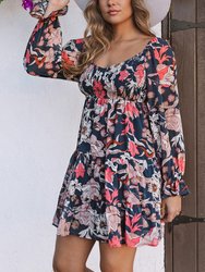 Tessa Floral Tiered Long Puff Sleeve Mini Dress