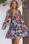 Tessa Floral Tiered Long Puff Sleeve Mini Dress - Blue