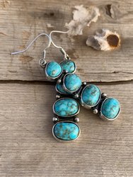 Turquoise Stacked Dangle Earrings - Turquoise