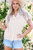 Waverly V Neck Pleated Front Ruffled Sleeve Shirt - White