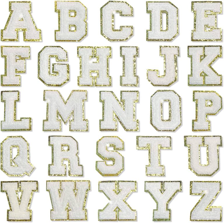 White Self Adhesive Chenille Letters Patches - White