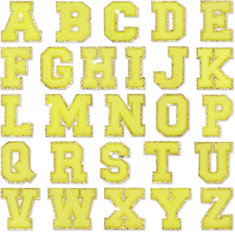 Yellow Self Adhesive Chenille Letters Patches - Yellow