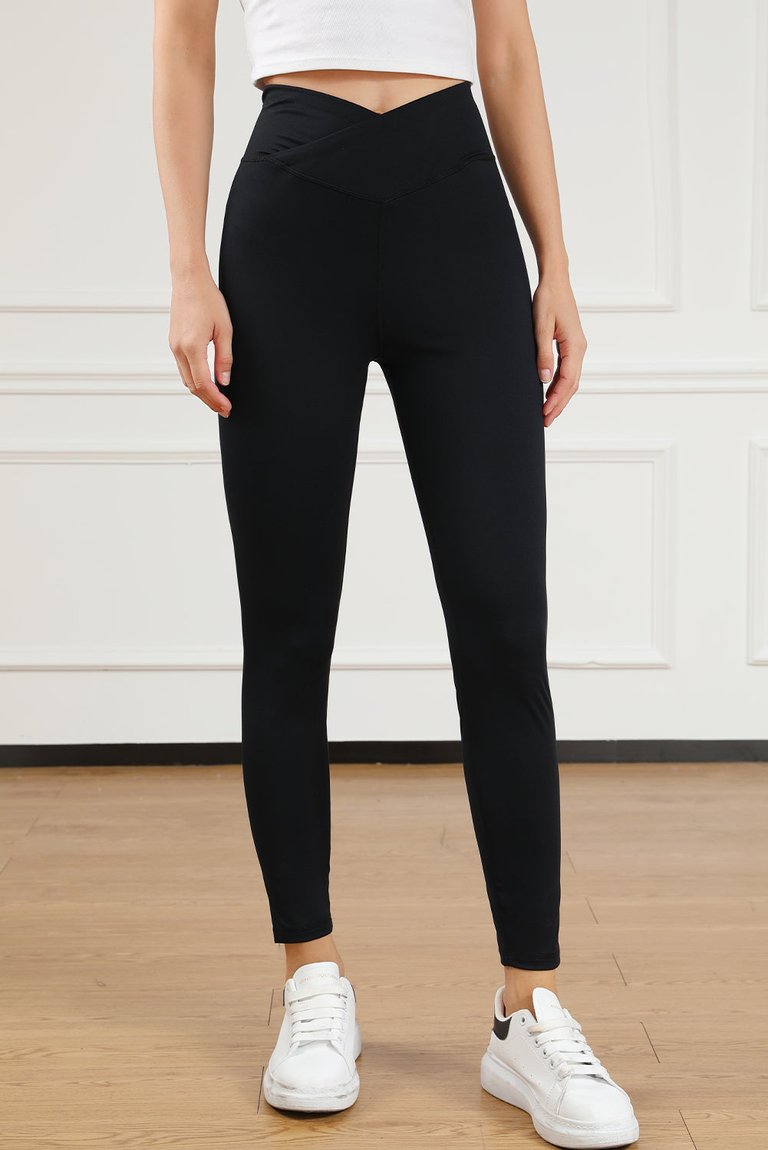 Threaded Pear Black Zuri Arched Waist Seamless Active Leggings