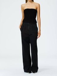 Drapey Jersey Ruched Strapless Top - Black